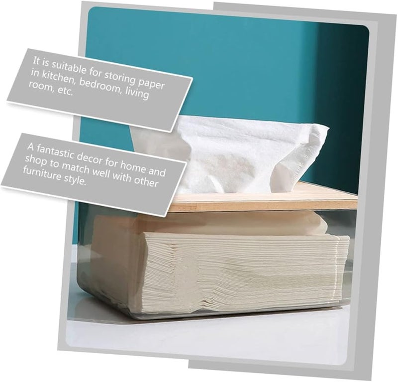 صندوق تخزين مناديل بغطاء خشبي على الطراز الاسكندنافي، حامل مناديل زخرفي لإكسسوارات المنزل باللون الأسود - Image 3